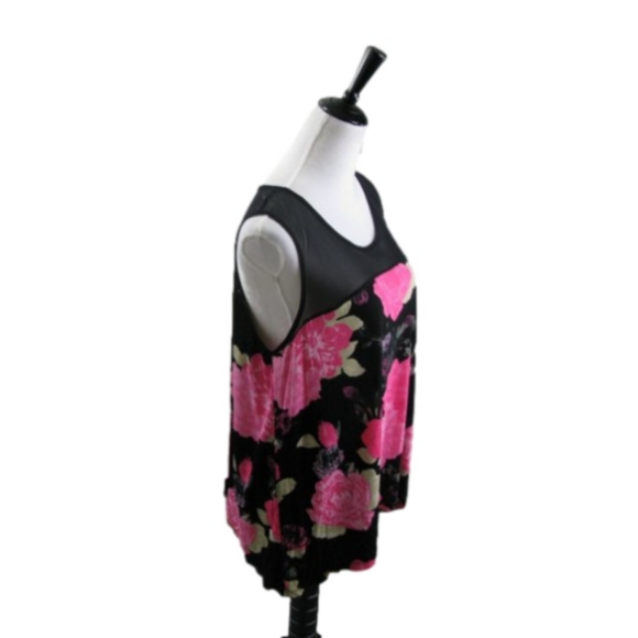 INC International Concepts Tops - Inc Black/Pink Floral Sleeveless Blouse Size XL